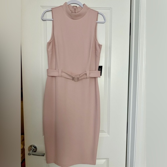 Express Dresses & Skirts - Express Dusty Blush Pink Belted Mock Neck Midi Dress NWT Medium (M)